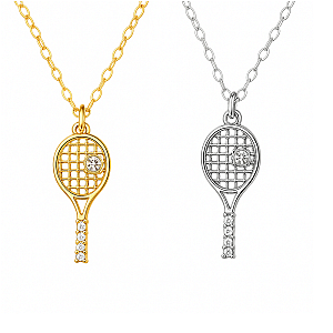 Tennis Racket Rhinestone Necklace