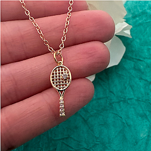 Tennis Racket Rhinestone Necklace