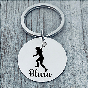 Women's Personalized Tennis Player Keychain