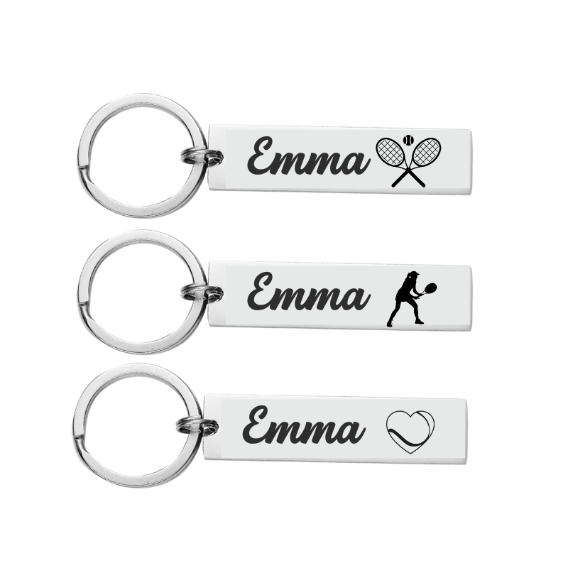 Personalized Tennis Bar Keychain