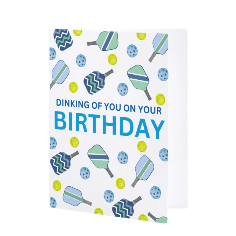 Pickleball Birthday Card - Dinking Of You - Blue