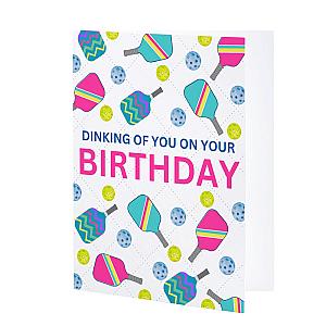 Pickleball Birthday Card - Dinking Of You - Pink