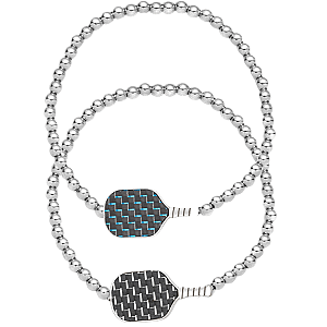 Pickleball Carbon Fiber Beaded Bracelet