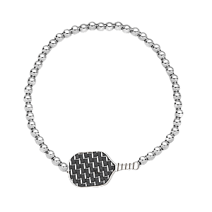 Pickleball Carbon Fiber Beaded Bracelet