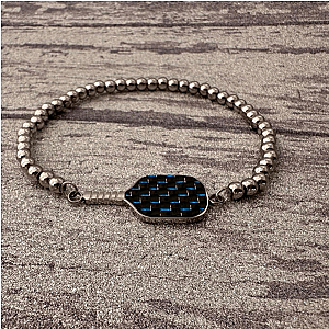 Pickleball Carbon Fiber Beaded Bracelet