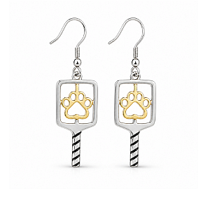 Pickleball Paw Print Dangle Earrings