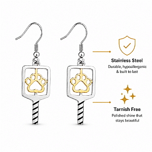 Pickleball Paw Print Dangle Earrings