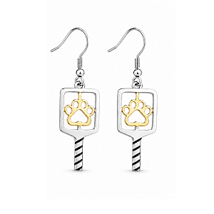 Pickleball Paw Print Dangle Earrings