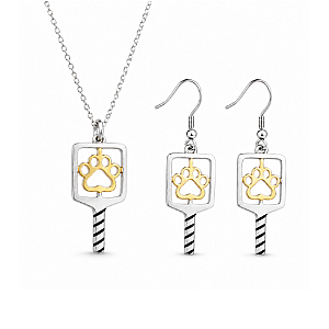 Pickleball Paw Print Jewelry Set