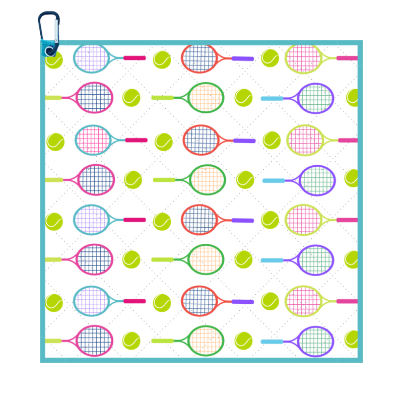 Tennis Racket Towel - Microfiber & Cotton Athletic Towels with Carabiner Clip