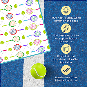 Tennis Racket Towel - Microfiber & Cotton Athletic Towels with Carabiner Clip
