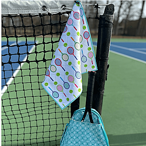 Tennis Racket Towel - Microfiber & Cotton Athletic Towels with Carabiner Clip