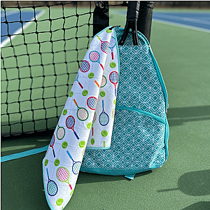 Tennis Racket Towel - Microfiber & Cotton Athletic Towels with Carabiner Clip