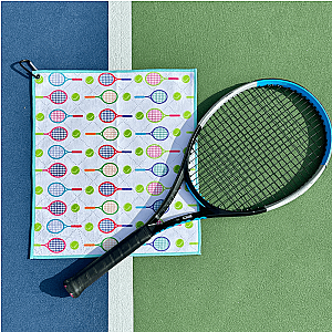 Tennis Racket Towel - Microfiber & Cotton Athletic Towels with Carabiner Clip