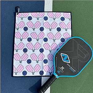 Pickleball Towel - Pink & Navy Microfiber & Cotton Towel