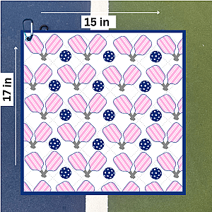 Pickleball Towel - Pink & Navy Microfiber & Cotton Towel