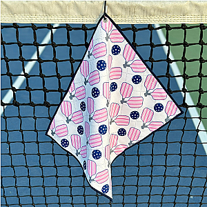 Pickleball Towel - Pink & Navy Microfiber & Cotton Towel