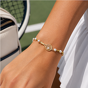 Tennis Pearl Beaded Bracelet