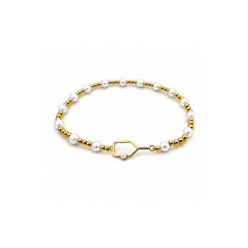 Two Tone Pickleball Pearl Beaded Bracelet