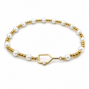 Two Tone Pickleball Pearl Beaded Bracelet