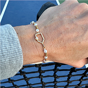 Two Tone Pickleball Pearl Beaded Bracelet