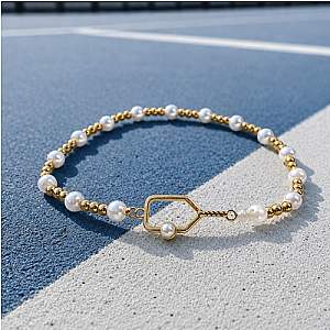 Two Tone Pickleball Pearl Beaded Bracelet