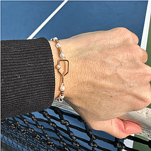 Two Tone Pickleball Pearl Beaded Bracelet
