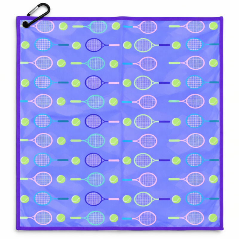Purple Tennis Towel - Microfiber & Cotton Athletic Towels with Carabiner Clip