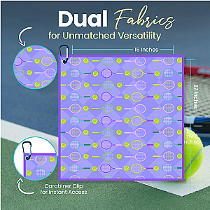 Purple Tennis Towel - Microfiber & Cotton Athletic Towels with Carabiner Clip