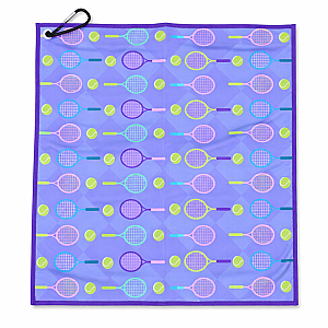 Purple Tennis Towel - Microfiber & Cotton Athletic Towels with Carabiner Clip