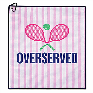 Over Served Tennis Towel- Microfiber & Cotton Athletic Towels with Carabiner Clip