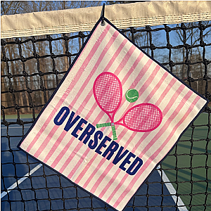 Over Served Tennis Towel- Microfiber & Cotton Athletic Towels with Carabiner Clip