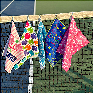 Over Served Tennis Towel- Microfiber & Cotton Athletic Towels with Carabiner Clip