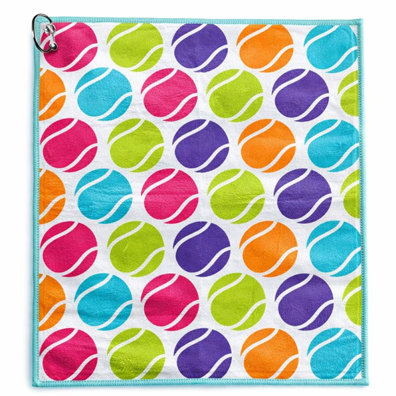 Tennis Balls Towel- Microfiber & Cotton Athletic Towels with Carabiner Clip
