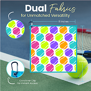 Tennis Balls Towel- Microfiber & Cotton Athletic Towels with Carabiner Clip