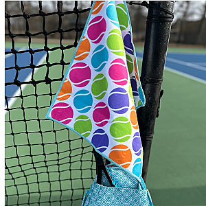 Tennis Balls Towel- Microfiber & Cotton Athletic Towels with Carabiner Clip