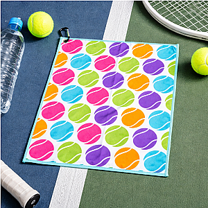 Tennis Balls Towel- Microfiber & Cotton Athletic Towels with Carabiner Clip