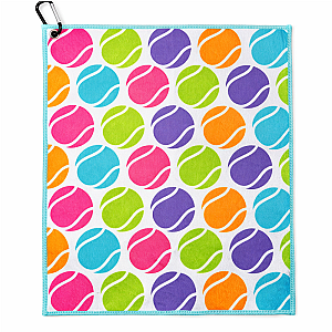 Tennis Balls Towel- Microfiber & Cotton Athletic Towels with Carabiner Clip
