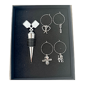 Silver Pickleball Wine Stopper and Charms