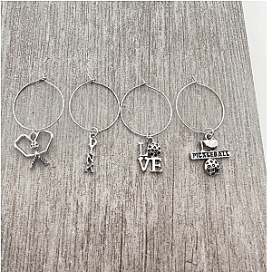 Silver Pickleball Wine Stopper and Charms