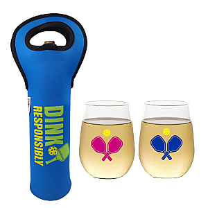 Pickleball Wine Tote & Glasses Gift Set