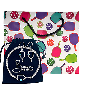 Pickleball Birthstone Bracelet and Earrings Gift Set