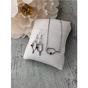 Pickleball Birthstone Connector Necklace and Earrings Gift Set