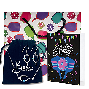 Pickleball Birthstone Connector Necklace and Earrings Gift Set