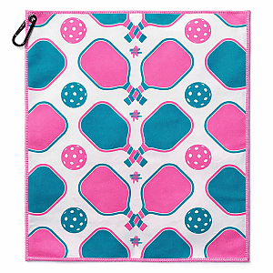 Pickleball Towel - Pink Microfiber & Cotton Towel