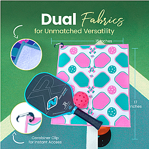 Pickleball Towel - Pink Microfiber & Cotton Towel