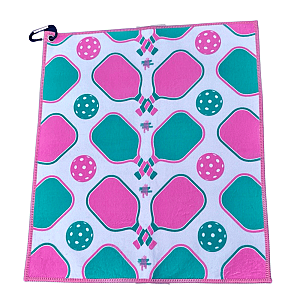 Pickleball Towel - Pink Microfiber & Cotton Towel