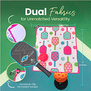 Pickleball Towel - Paddle and Stars Microfiber & Cotton Towel