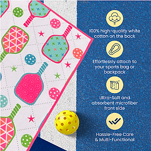 Pickleball Towel - Paddle and Stars Microfiber & Cotton Towel