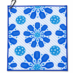 Pickleball Towel - Blue Flower Microfiber & Cotton Towel